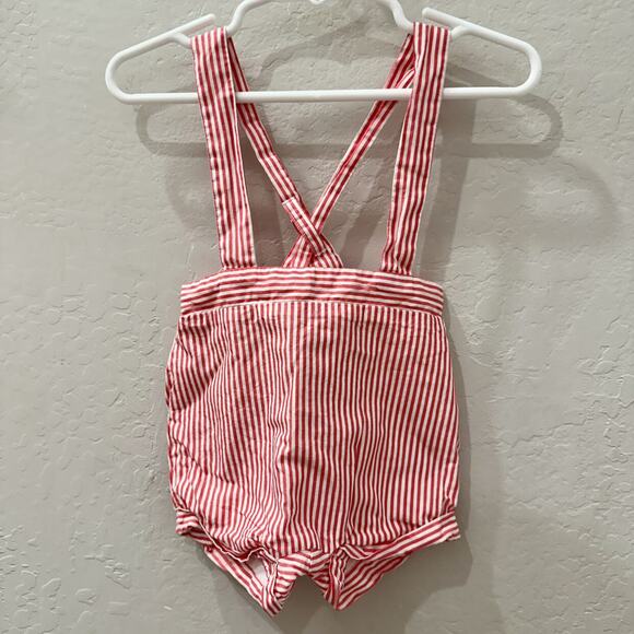 Jacadi Pink Candy Stripes Suspender Shorts - Picture 1 of 6